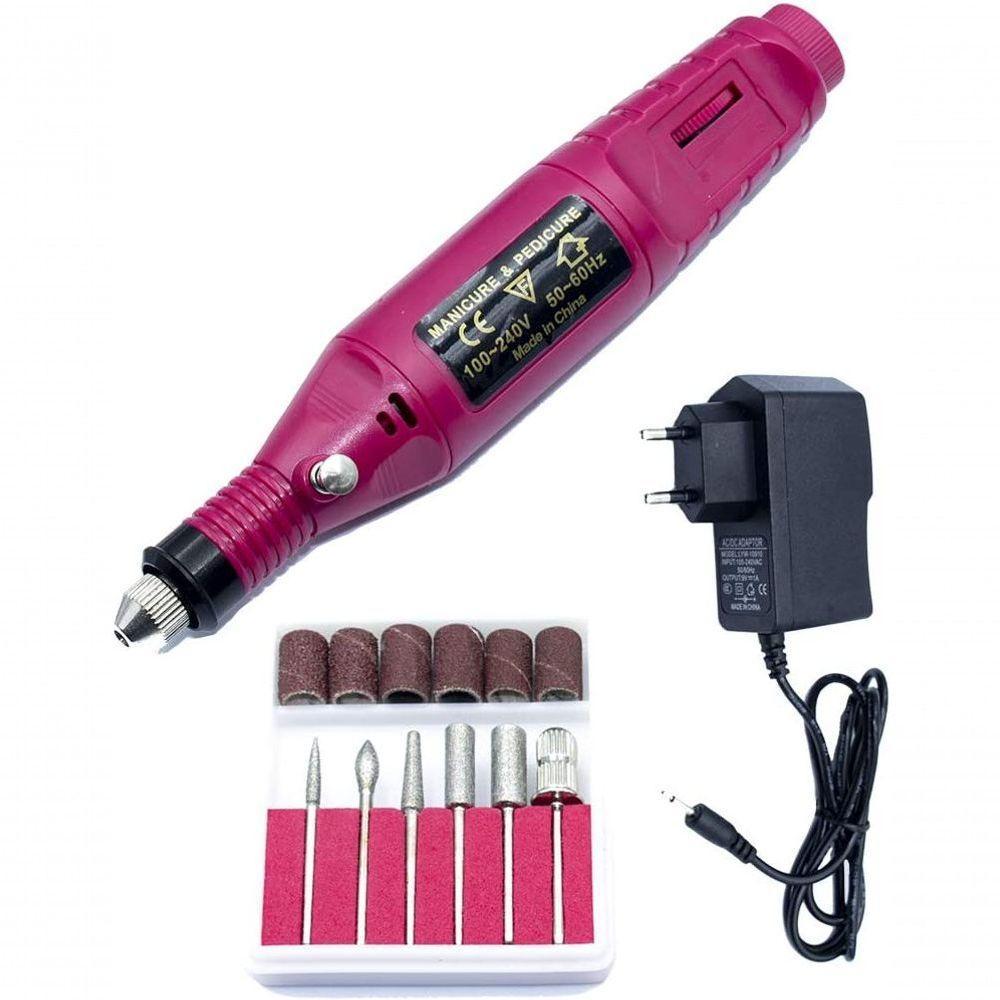 Lixadeira Unha Lixa Elétrica Profissional Motor Com 6 Brocas Bivolt - 4