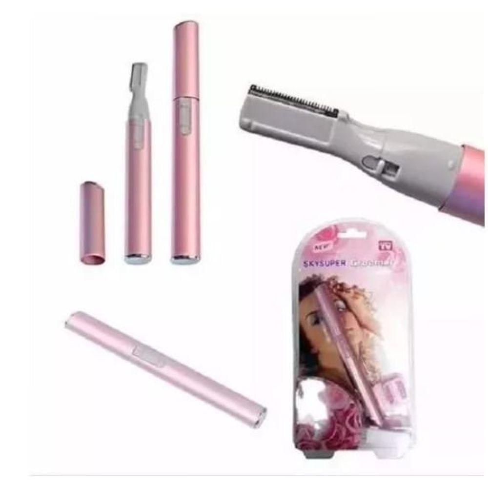 Depilador Aparador De Pelos Nariz Sobrancelhas E Orelha Mulher Facial Caneta Rosa - 1