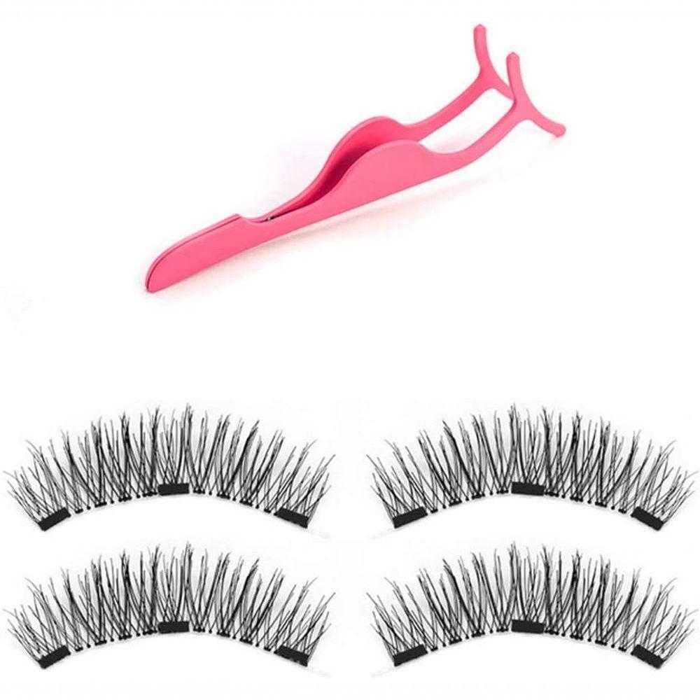 Cílios Postiços, 3D Magnético Natural Grosso Enxertia Cílios Dramático Grosso Longo Macio Com Pinça - 1