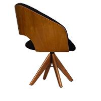 Cadeira Decorativa Bia Com Capitonê Preta Giratória Madeira - 4