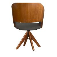 Cadeira Decorativa Bia Com Capitonê Cinza Giratória Madeira - 3