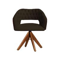 Cadeira Decorativa Bia Com Capitonê Marrom Giratória Madeira - 1