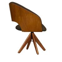 Cadeira Decorativa Bia Com Capitonê Marrom Giratória Madeira - 4