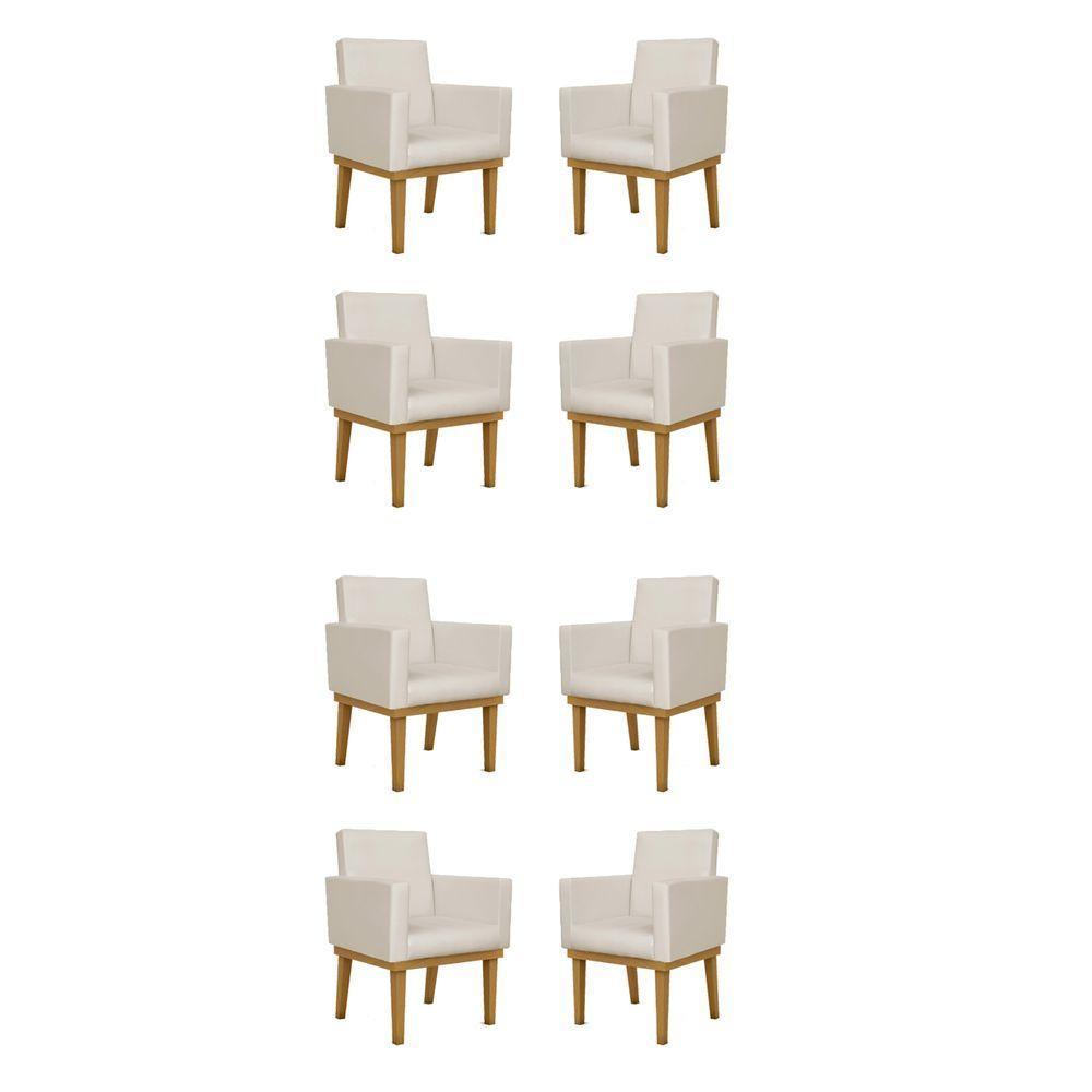 Kit 08 Poltronas Reforçadas Escritório Sala Courino bege - 1