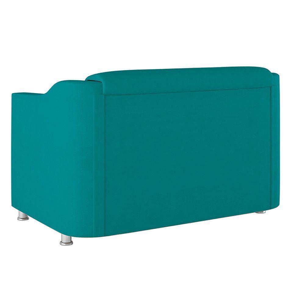 Kit Poltrona Tilla Recepção + Namoradeira Sala, Quarto Suede azul Turquesa - 3