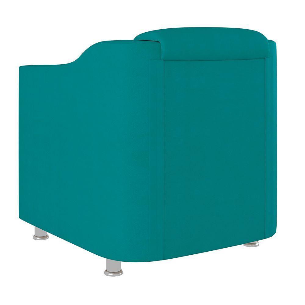 Kit Poltrona Tilla Recepção + Namoradeira Sala, Quarto Suede azul Turquesa - 7