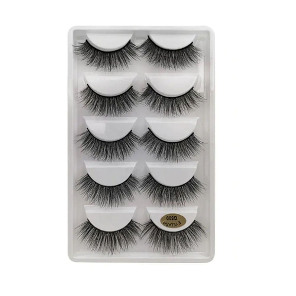 5 Pares 3D Cílios Postiços Invisível Banda Natural Long Black Cílios - Kit 5 Pares - 1