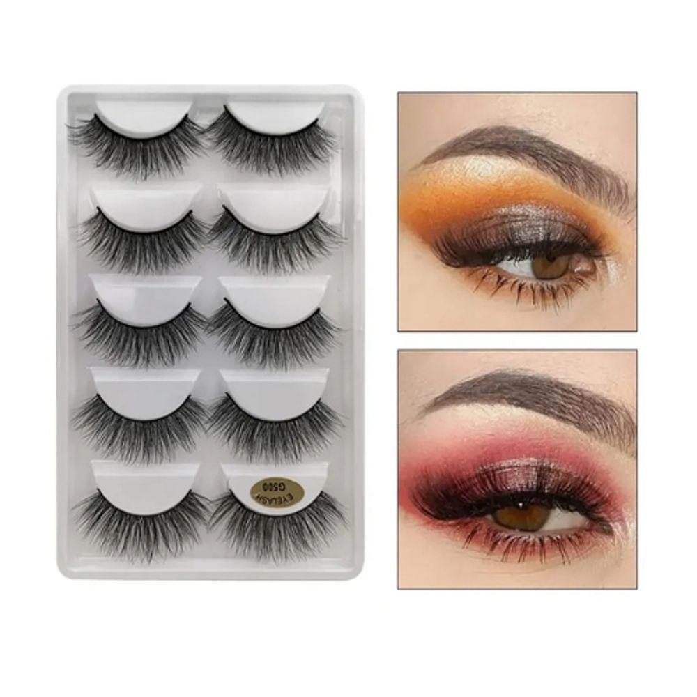 5 Pares 3D Cílios Postiços Invisível Banda Natural Long Black Cílios - Kit 5 Pares - 2