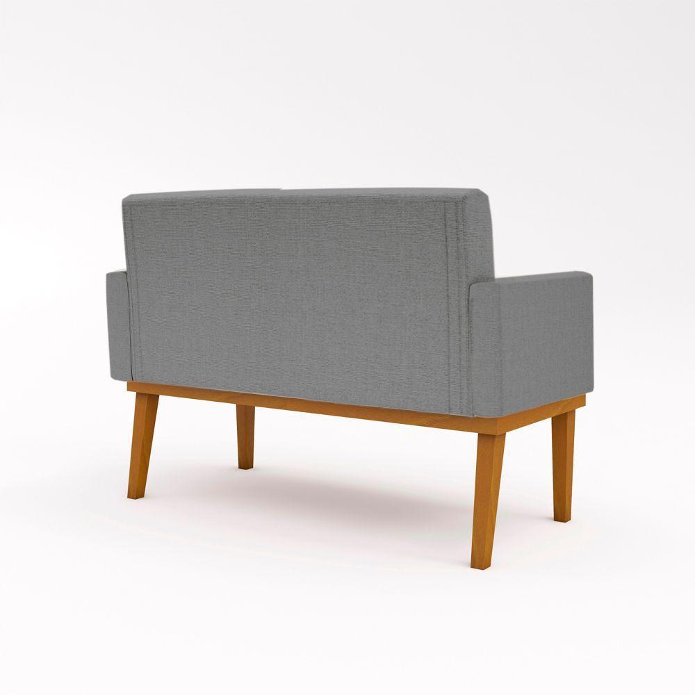 Namoradeira Com Base Poltrona Luxo Tecido Linho Grafite - 3