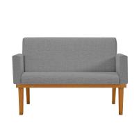 Namoradeira Com Base Poltrona Luxo Tecido Linho Grafite - 4