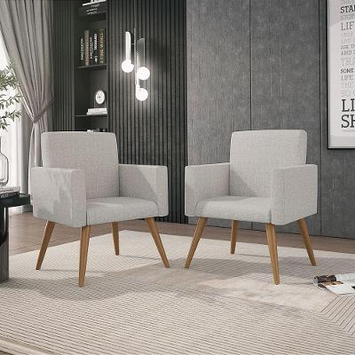 Jogo 02 Poltronas + 02 Puff Redondo Oferta Cinza Claro