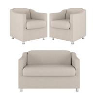 Kit 02 Poltrona Tilla Recepção + Namoradeira Sala Quarto bege - 1