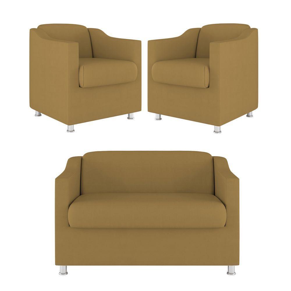 Kit 02 Poltrona Tilla Recepção + Namoradeira Sala Quarto capuccino - 1
