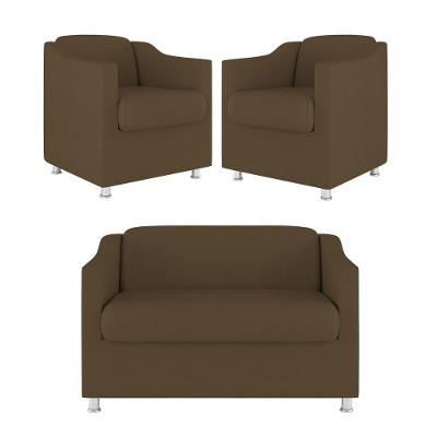 Kit 02 Poltrona Tilla Recepção + Namoradeira Sala Quarto marrom