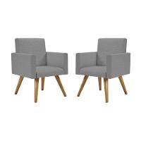 Kit 02 Poltronas Decorativa Tecido Linho Grafite - 1