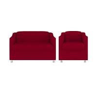 Kit Poltrona Tilla Recepção + Namoradeira Sala, Quarto Suede vermelho - 2