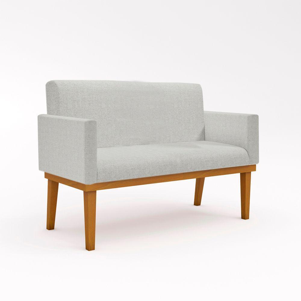 Namoradeira Com Base Poltrona Luxo Tecido Linho Cinza Claro - 1