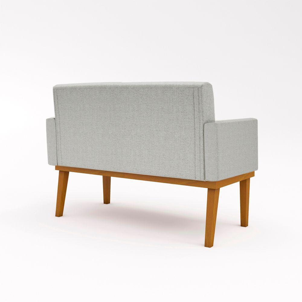 Namoradeira Com Base Poltrona Luxo Tecido Linho Cinza Claro - 3