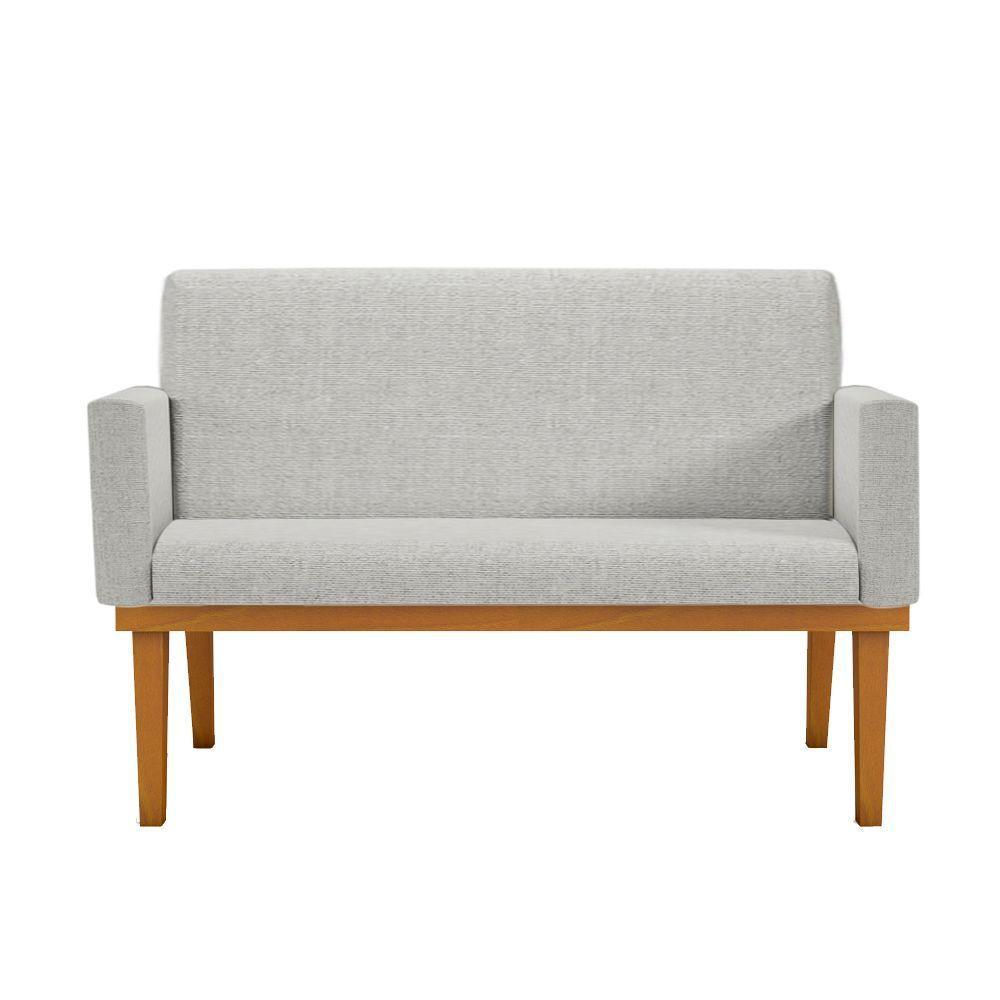 Namoradeira Com Base Poltrona Luxo Tecido Linho Cinza Claro - 4