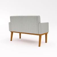 Namoradeira Com Base Poltrona Luxo Tecido Linho Cinza Claro - 3