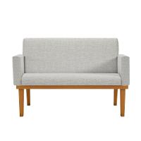 Namoradeira Com Base Poltrona Luxo Tecido Linho Cinza Claro - 4