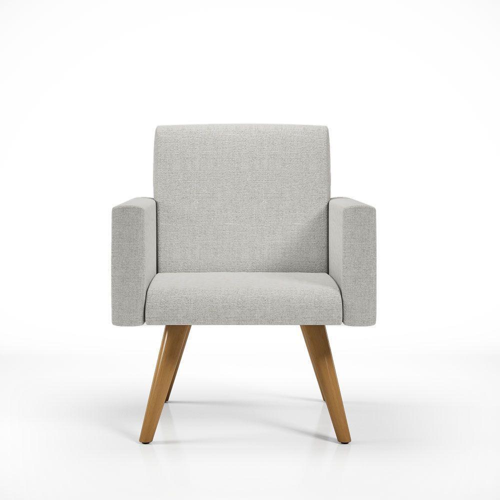 Kit 10 Poltronas Decorativa Recepção Linho Cinza Claro - 4