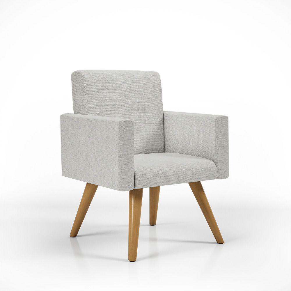 Kit 10 Poltronas Decorativa Recepção Linho Cinza Claro - 5