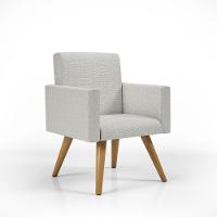 Kit 10 Poltronas Decorativa Recepção Linho Cinza Claro - 5