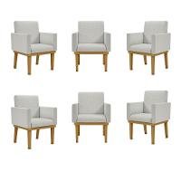 Kit 06 Poltronas Reforçadas Escritório Linho Cinza Claro - 1