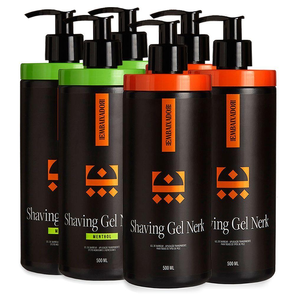 Kit 3 Shaving Gel Nerk + 3 Shaving Nerk Menthol Embaixador 500Ml - 1