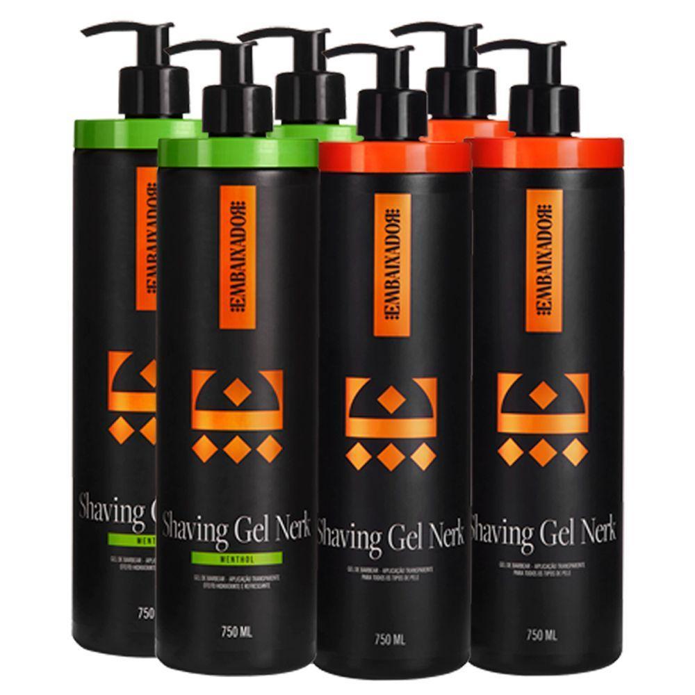 Kit 3 Shaving Gel Nerk + 3 Shaving Nerk Menthol Embaixador 750Ml - 1