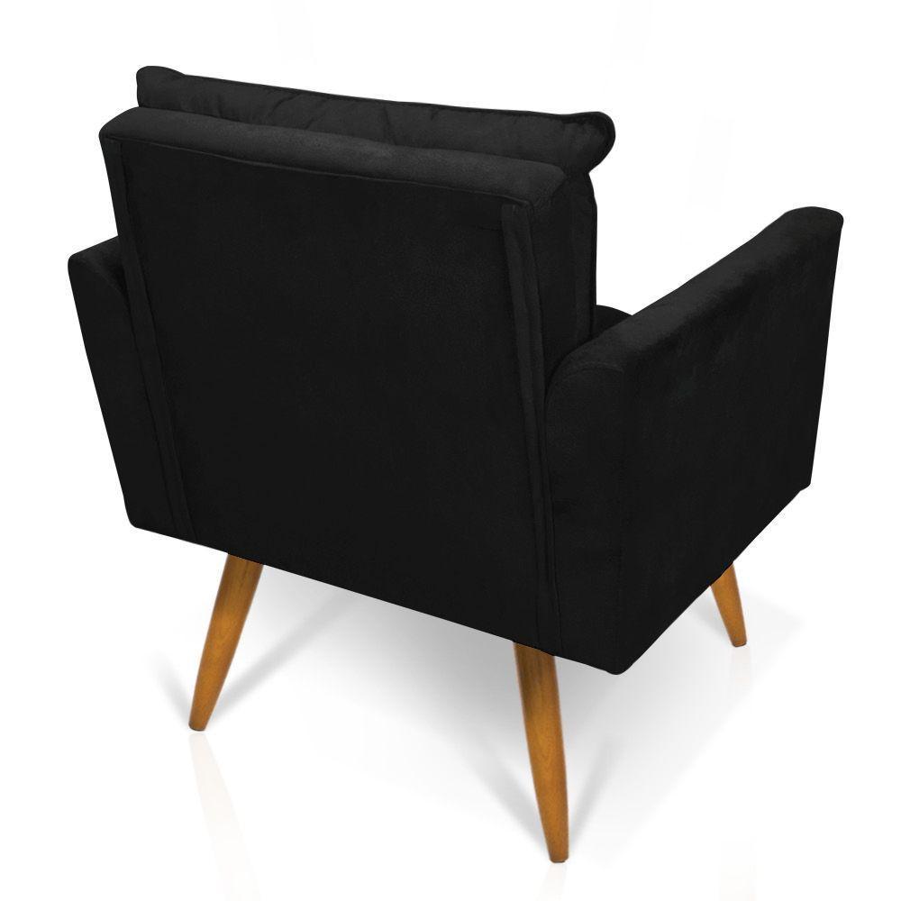 Kit Poltrona E Namoradeira 2 Lugares Olivia Suede Preto - 6