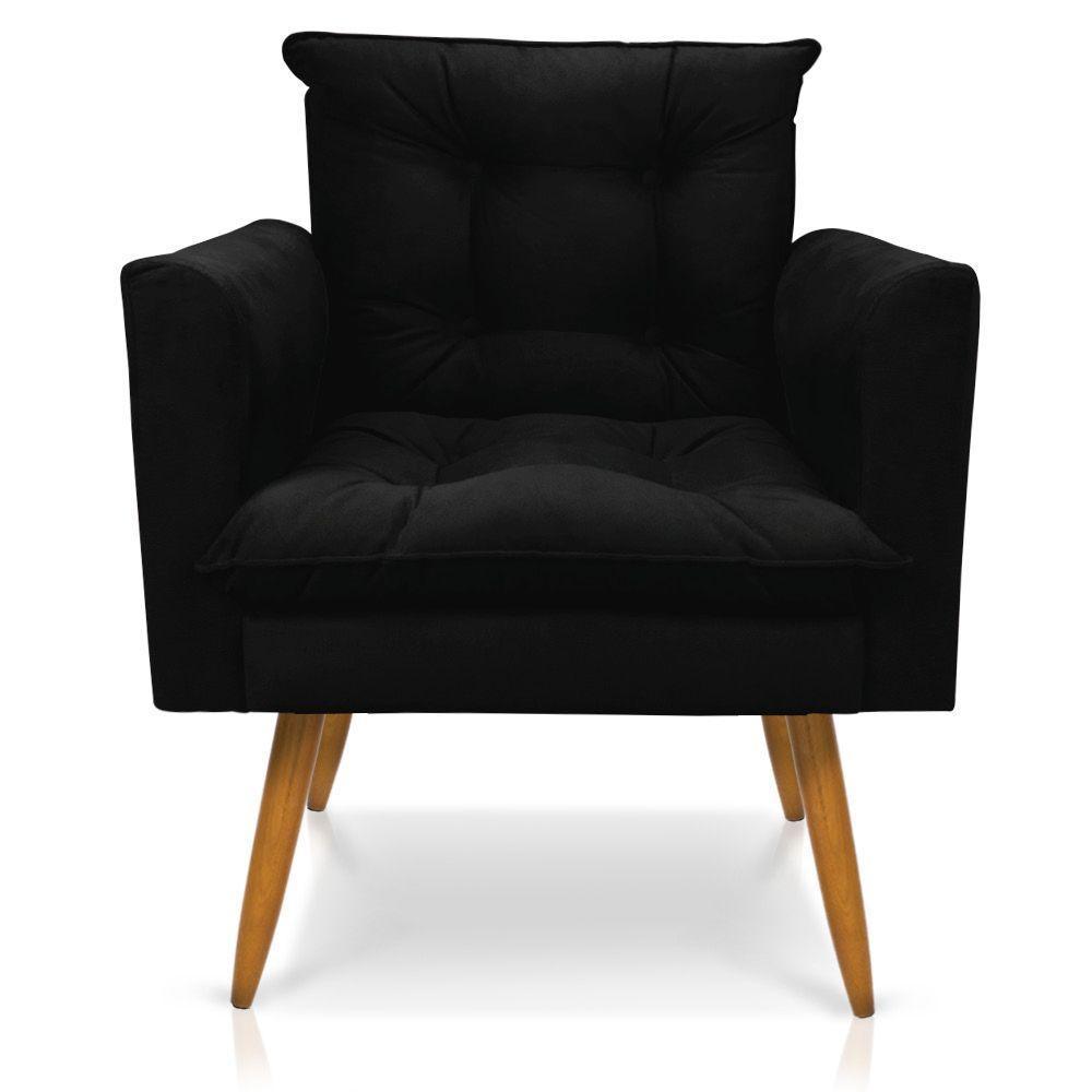 Kit Poltrona E Namoradeira 2 Lugares Olivia Suede Preto - 8