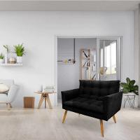 Kit Poltrona E Namoradeira 2 Lugares Olivia Suede Preto - 10