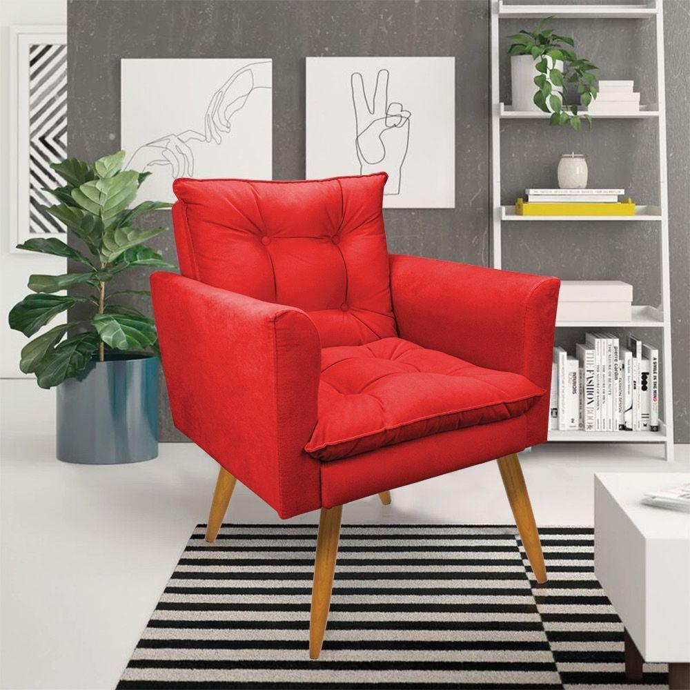 Kit Poltrona E Namoradeira 2 Lugares Olivia Suede Vermelho - 10