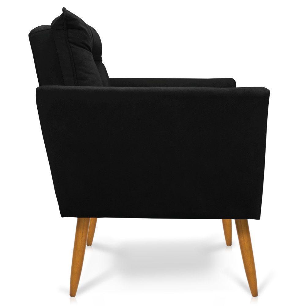 Kit Poltrona E Namoradeira 2 Lugares Olivia Suede Preto - 7