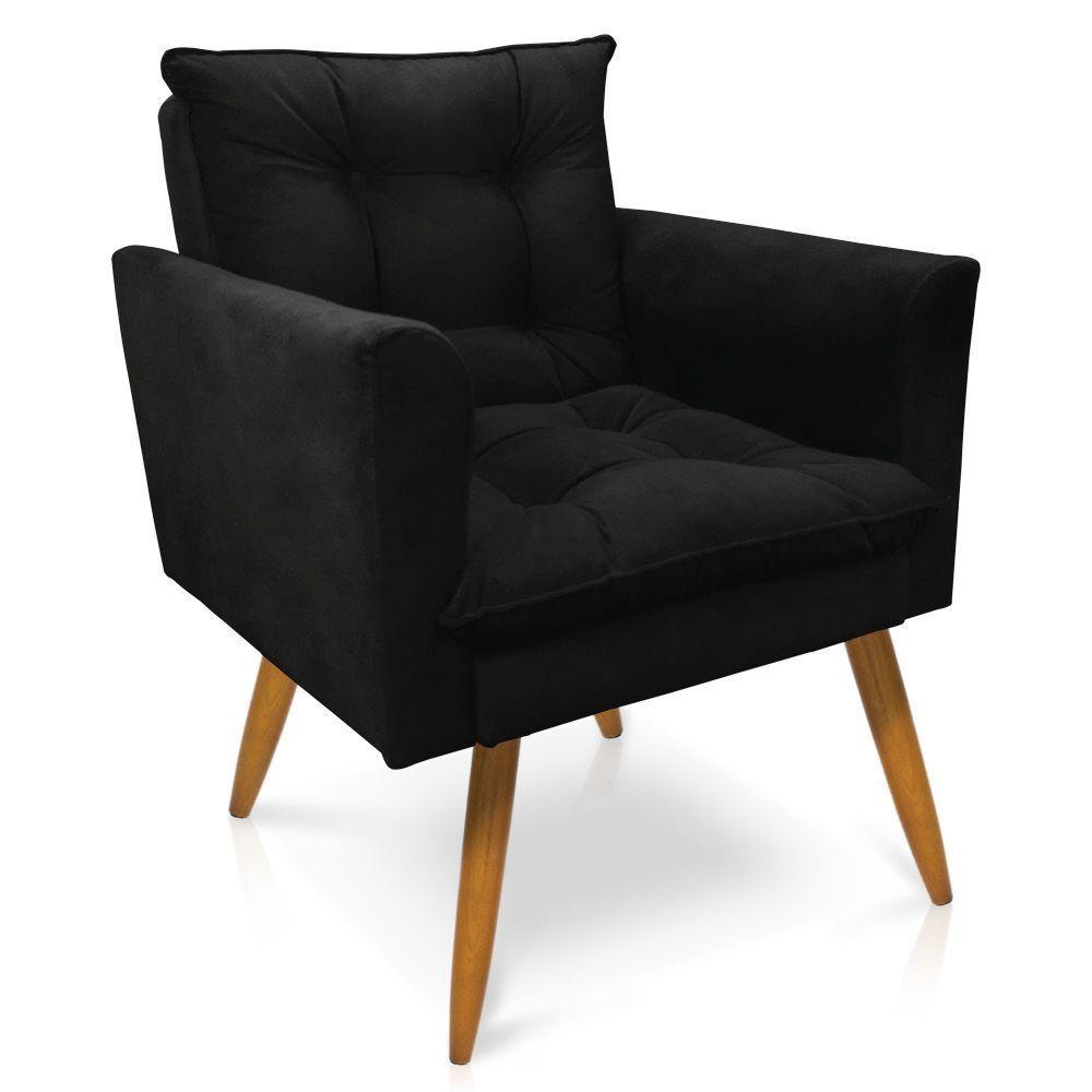 Kit Poltrona E Namoradeira 2 Lugares Olivia Suede Preto - 9