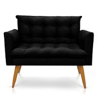 Kit Poltrona E Namoradeira 2 Lugares Olivia Suede Preto