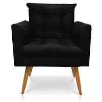 Kit Poltrona E Namoradeira 2 Lugares Olivia Suede Preto - 8