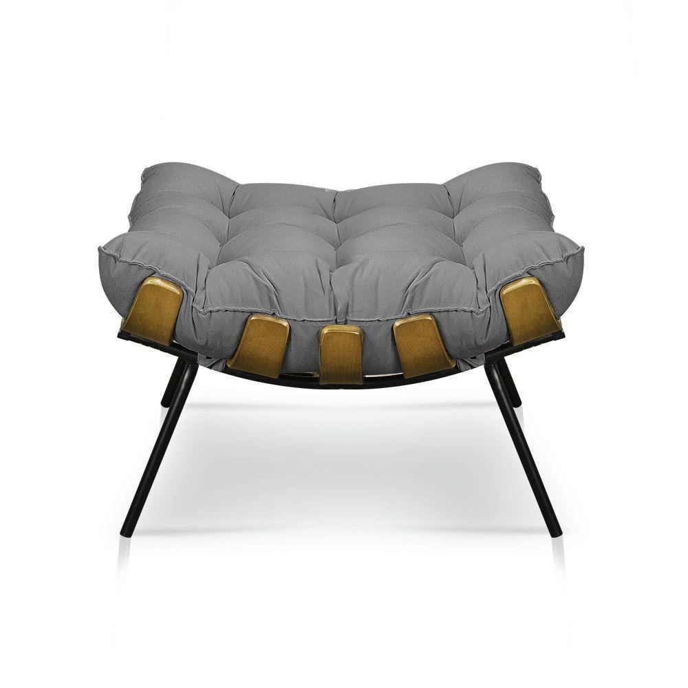 Kit Poltrona E Puff Costela Suede Grafite - 2