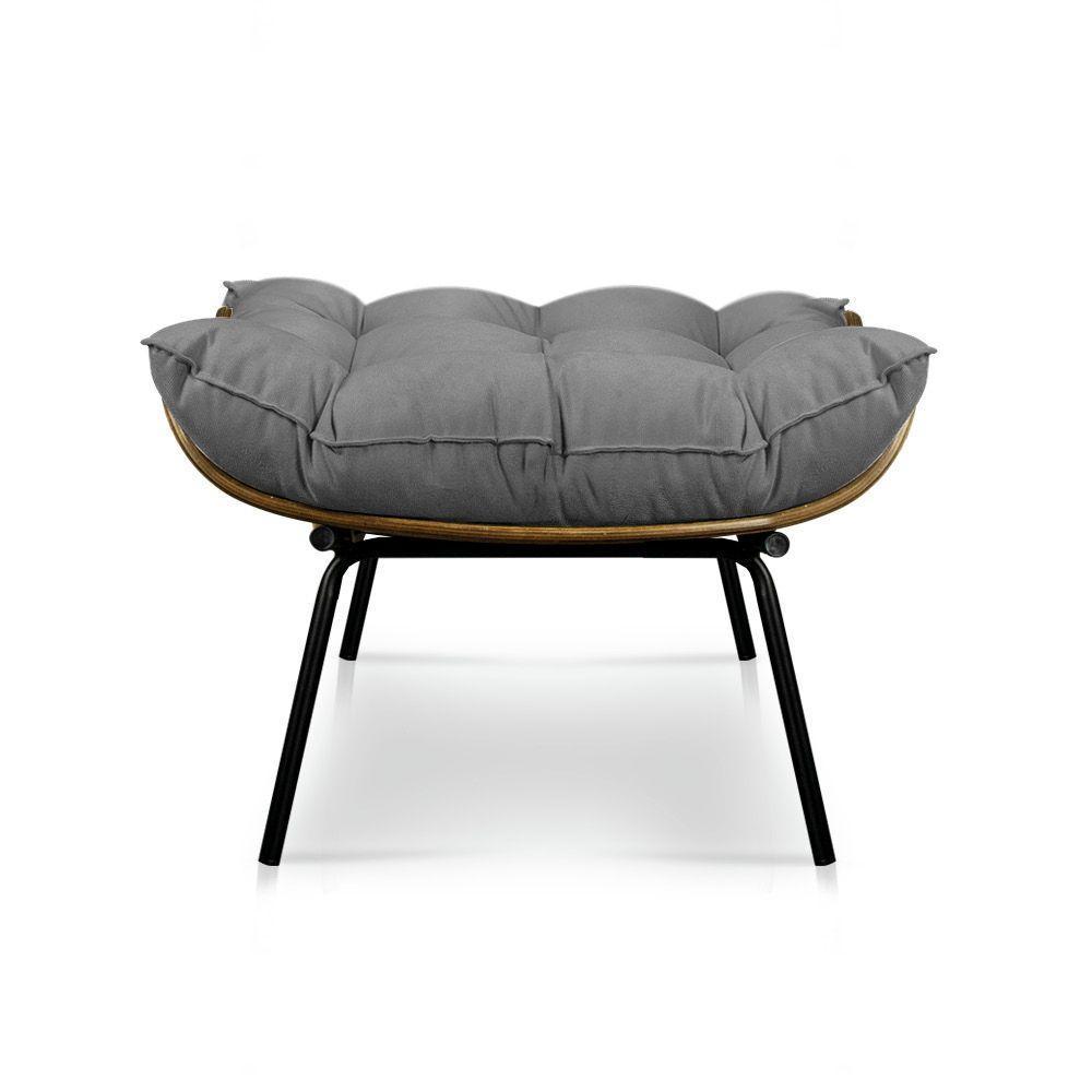 Kit Poltrona E Puff Costela Suede Grafite - 3