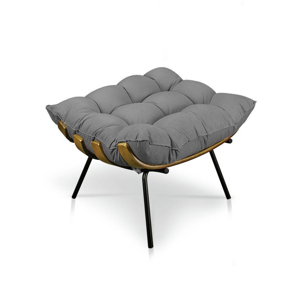 Kit Poltrona E Puff Costela Suede Grafite - 4