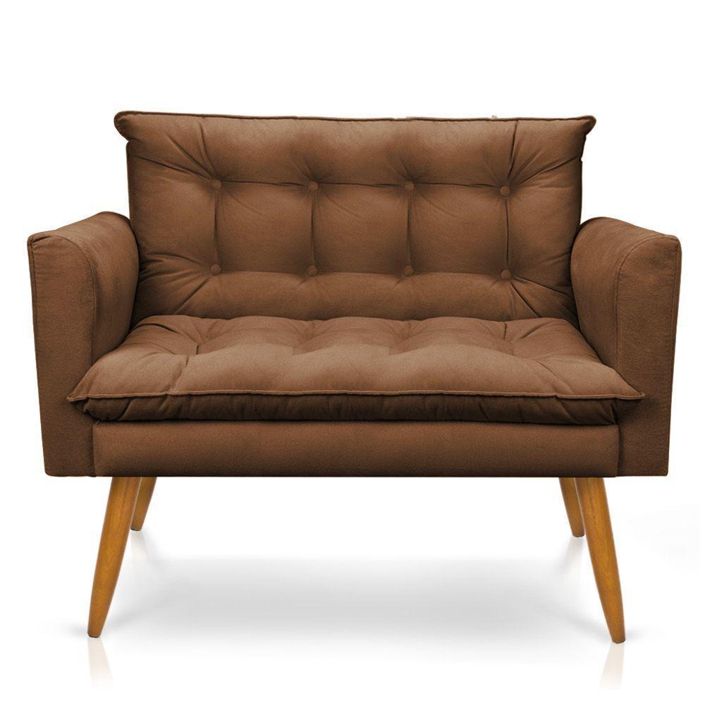 Kit Poltrona E Namoradeira 2 Lugares Olivia Suede Marrom - 4