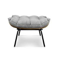 Kit Poltrona E Puff Costela Veludo Cinza - 3