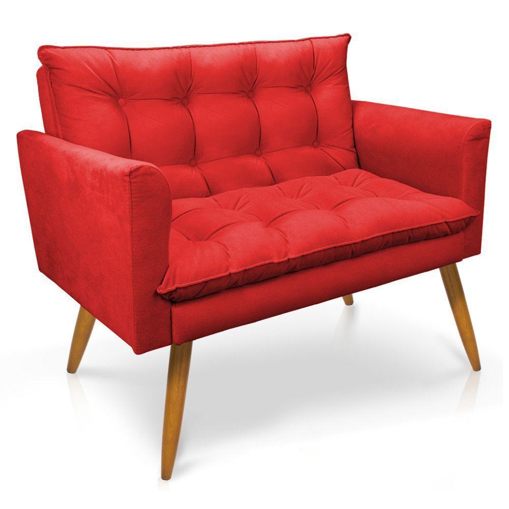 Kit Poltrona E Namoradeira 2 Lugares Olivia Suede Vermelho - 5