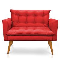 Kit Poltrona E Namoradeira 2 Lugares Olivia Suede Vermelho