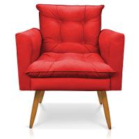 Kit Poltrona E Namoradeira 2 Lugares Olivia Suede Vermelho - 8