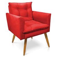 Kit Poltrona E Namoradeira 2 Lugares Olivia Suede Vermelho - 9