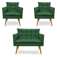 Kit 2 Poltronas E Namoradeira 2 Lugares Olivia Suede Verde - 1