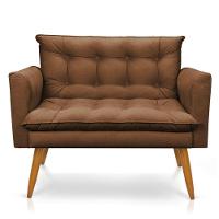 Kit 2 Poltronas E Namoradeira 2 Lugares Olivia Suede Marrom